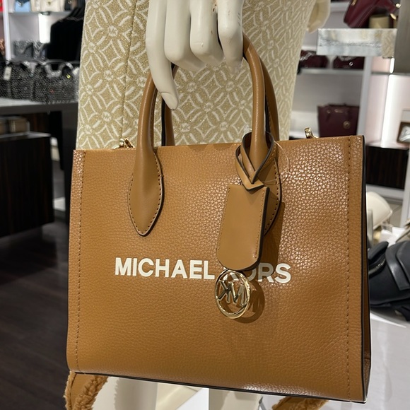 Michael Kors Mirella Small Pebbled Leather Shopper Top Zip Crossbody XBody Bag - Picture 14 of 16